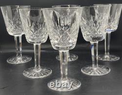 Vintage Set of 6 WATERFORD CRYSTAL Lismore 5-7/8 Claret Wine Glasses Lot Of Six