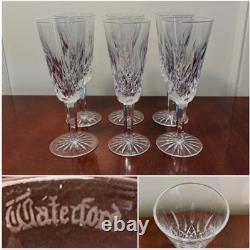 Vintage Set of 6 WATERFORD CRYSTAL Lismore Champagne Flutes Wine Glasses IRELAND