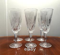 Vintage Set of 6 WATERFORD CRYSTAL Lismore Champagne Flutes Wine Glasses IRELAND