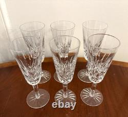 Vintage Set of 6 WATERFORD CRYSTAL Lismore Champagne Flutes Wine Glasses IRELAND