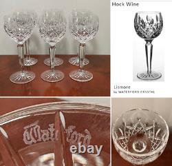 Vintage Set of 6 WATERFORD CRYSTAL Lismore Hocks Goblets/Wine Glasses IRELAND