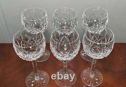 Vintage Set of 6 WATERFORD CRYSTAL Lismore Hocks Goblets/Wine Glasses IRELAND