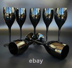 Vintage- Set of 7 Elegance Elegant Midnight Black by MIKASA Wine Glasses