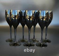 Vintage- Set of 7 Elegance Elegant Midnight Black by MIKASA Wine Glasses