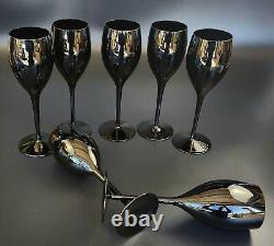 Vintage- Set of 7 Elegance Elegant Midnight Black by MIKASA Wine Glasses