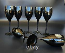 Vintage- Set of 7 Elegance Elegant Midnight Black by MIKASA Wine Glasses