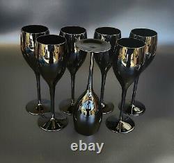 Vintage- Set of 7 Elegance Elegant Midnight Black by MIKASA Wine Glasses