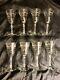 Vintage Set of 8 Crystal Mid Century Etched Floral Wine Stemmed Glassware 6oz