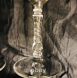 Vintage Set of 8 Crystal Mid Century Etched Floral Wine Stemmed Glassware 6oz