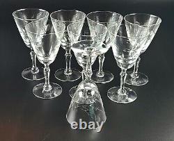 Vintage- Set of 8- Sweetheart Rose by FOSTORIA Water/Wine Glasses