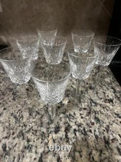 Vintage Set of 8 WATERFORD CRYSTAL Lismore 5-7/8 Claret Wine Glasses IRELAND