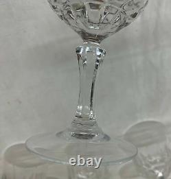 Vintage Set of 9 Etched Lead Crystal Wine Glasses