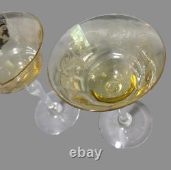 Vintage Set of Four Light Amber Yellow Versailles Fostoria Wine Glasses 6''High