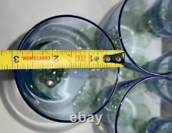 Vintage Set of Six Bormioli Rocco Bahia Bi-Color Blue Green Glasses Italy 5.5