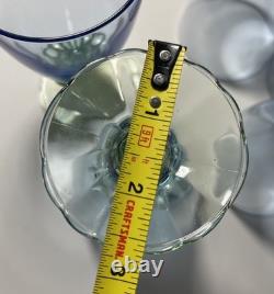 Vintage Set of Six Bormioli Rocco Bahia Bi-Color Blue Green Glasses Italy 5.5