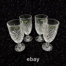 Vintage Shanon Art Glass Crystal Water Wine Goblets lot Set 4 Ireland Crafted