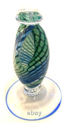 Vintage Signed Jacob of Hawaii Art Glass Wine Glasses Conch Shells Set of 2