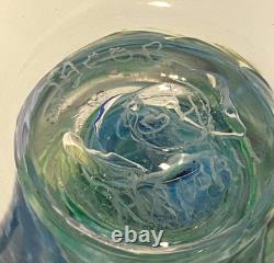 Vintage Signed Jacob of Hawaii Art Glass Wine Glasses Conch Shells Set of 2