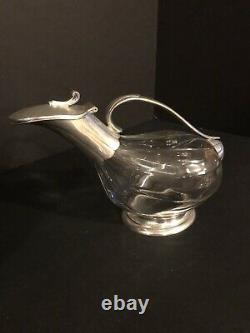 Vintage Silver And Glass French Swan Wine Decanter MCM Made In France