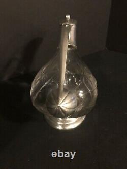 Vintage Silver And Glass French Swan Wine Decanter MCM Made In France