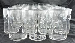 Vintage Simple Plane Water/wine/juice Glass Set 17 Flower Etched Glassware