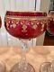 Vintage St. Louis Cranberry and Gold leaf Wine Glasses. 5 glasses. Estate Sale