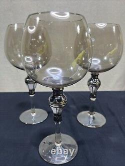 Vintage Sterling Blown Glass Wine Glasses Lot Of 3