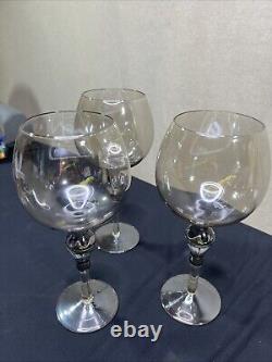 Vintage Sterling Blown Glass Wine Glasses Lot Of 3