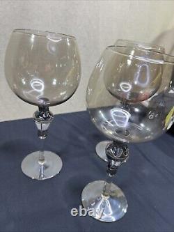 Vintage Sterling Blown Glass Wine Glasses Lot Of 3