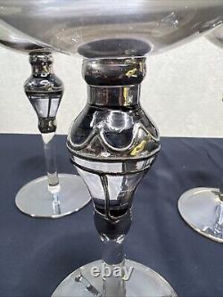 Vintage Sterling Blown Glass Wine Glasses Lot Of 3