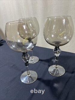 Vintage Sterling Blown Glass Wine Glasses Lot Of 3