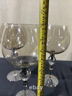 Vintage Sterling Blown Glass Wine Glasses Lot Of 3