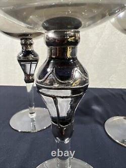Vintage Sterling Blown Glass Wine Glasses Lot Of 3