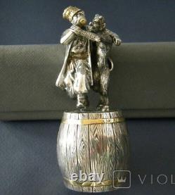 Vintage Sterling Silver 925 Wine Shot Glass Gilding Ukriane Man Drinking Goblets
