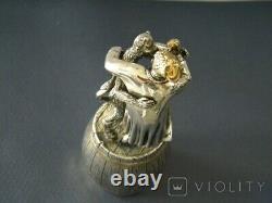 Vintage Sterling Silver 925 Wine Shot Glass Gilding Ukriane Man Drinking Goblets