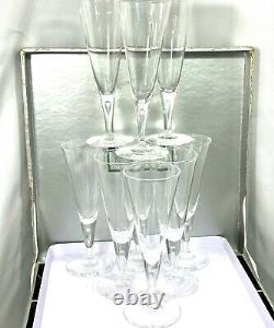 Vintage Steuben Teardrop Bubble Fluted Stem Wine/Champagne Glass Set Of 9 Withbox