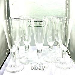 Vintage Steuben Teardrop Bubble Fluted Stem Wine/Champagne Glass Set Of 9 Withbox