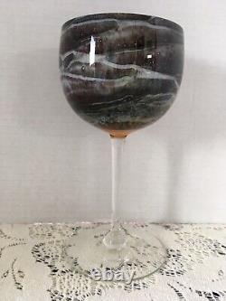 Vintage Steve Maslach Studio Volcano Wine Art Glass Artist Signed 6-9-76