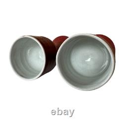 Vintage Studio Art Pottery Red Wine Chalice Glasses (Signed, Gerry Williams)