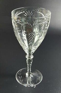 Vintage Stunning Cut-Crystal/Etched Wine Glasses Set of 6
