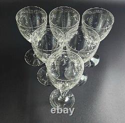 Vintage Stunning Cut-Crystal/Etched Wine Glasses Set of 6