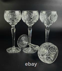 Vintage Stunning Cut-Crystal Hock Wine Glasses 4 Resemble Nachtmann Traube