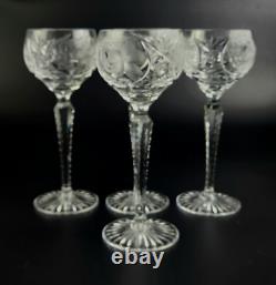 Vintage Stunning Cut-Crystal Hock Wine Glasses 4 Resemble Nachtmann Traube