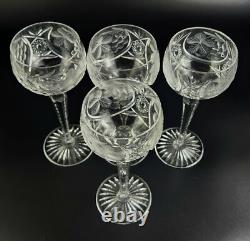 Vintage Stunning Cut-Crystal Hock Wine Glasses 4 Resemble Nachtmann Traube