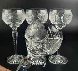 Vintage Stunning Cut-Crystal Hock Wine Glasses 4 Resemble Nachtmann Traube