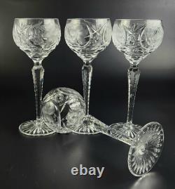 Vintage Stunning Cut-Crystal Hock Wine Glasses 4 Resemble Nachtmann Traube