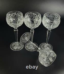 Vintage Stunning Cut-Crystal Hock Wine Glasses 4 Resemble Nachtmann Traube