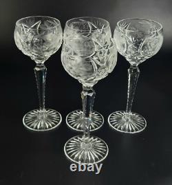 Vintage Stunning Cut-Crystal Hock Wine Glasses 4 Resemble Nachtmann Traube