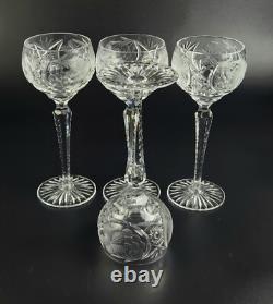 Vintage Stunning Cut-Crystal Hock Wine Glasses 4 Resemble Nachtmann Traube