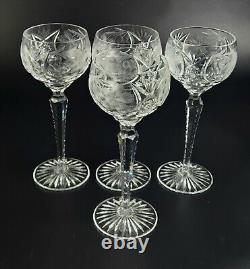 Vintage Stunning Cut-Crystal Hock Wine Glasses Resemble Nachtmann Traube 4